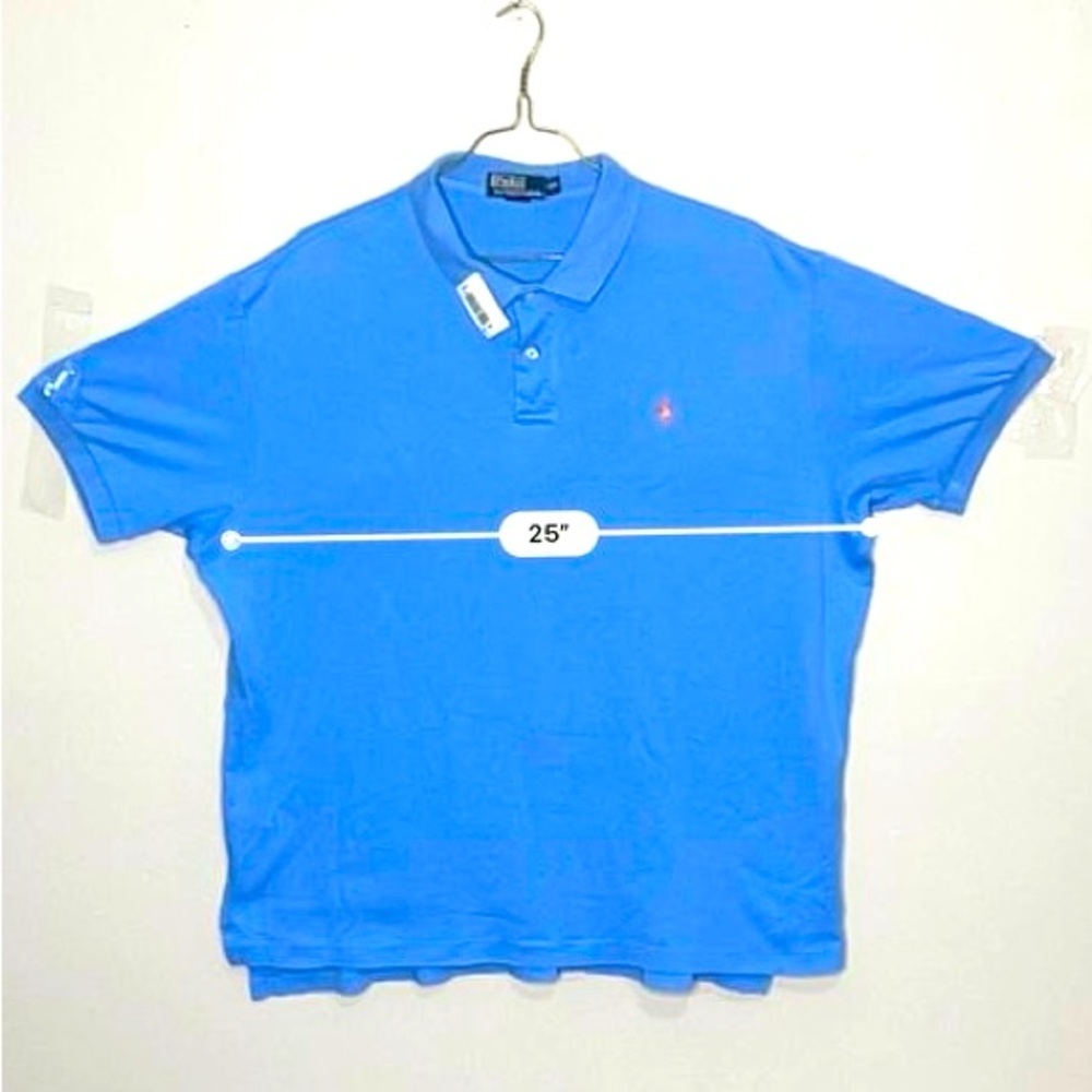 Ralph Lauren Polo Shirt Mens XXL‎ Orange Pony Casual Short Sleeve, Light Blue